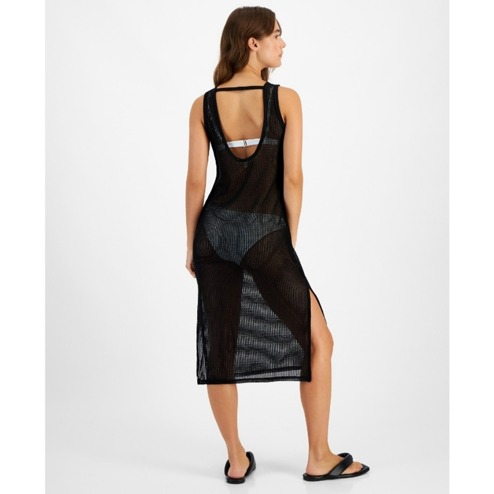 Miken Size Medium Black Low-Back Midi Dress Swim Cover-Up NWT - Picture 3 of 6
